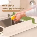 Sink Splash Guard for Kitchen Sink – Clip-On Water Splash Protector & Sponge Holder Organizer